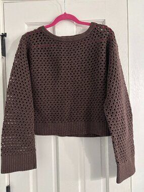 J.Crew Open Knit Sweater Brown Chunky - Large